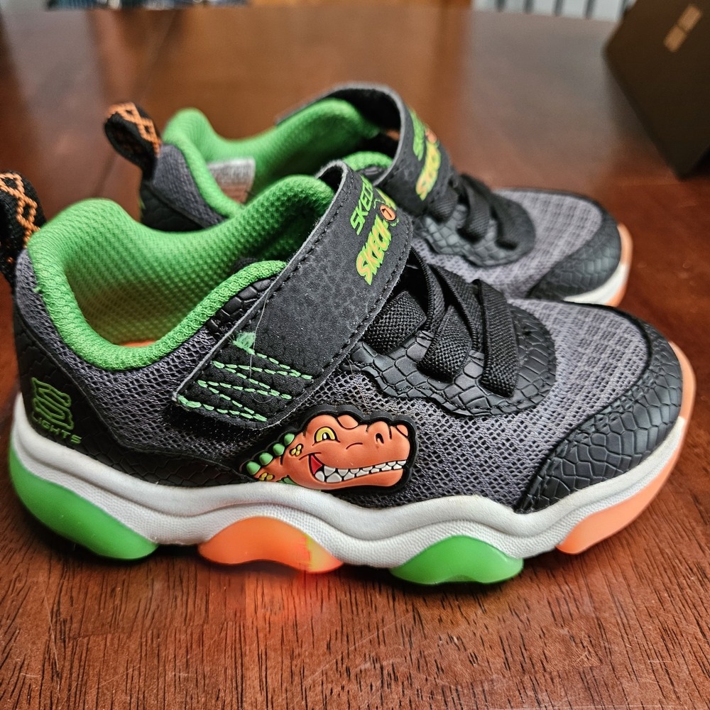 Skechers Skech-o-Saurus Light Up Toddler Size 8 Shoes Dino Dinosaur T-Rex - Picture 2 of 12